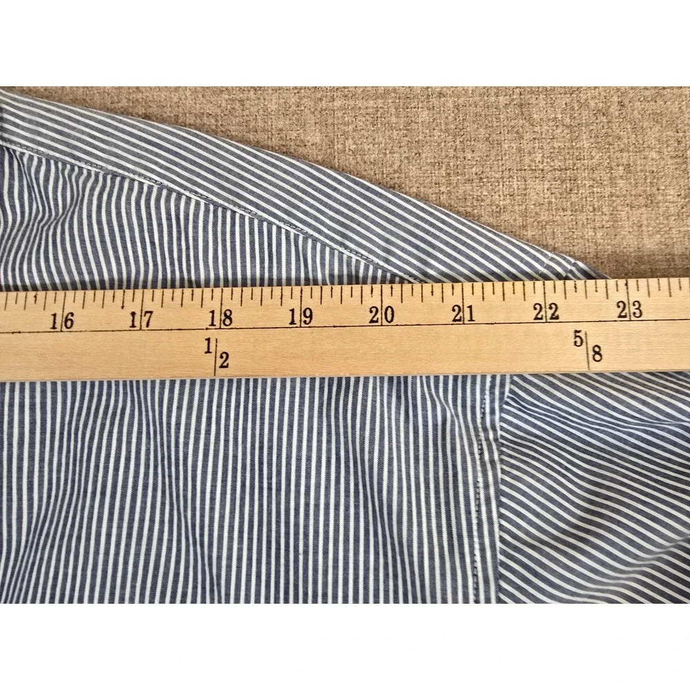 Banana Republic Lazuli Blue Pinstripe Oversized Cotton Button Down Shirt Mens L